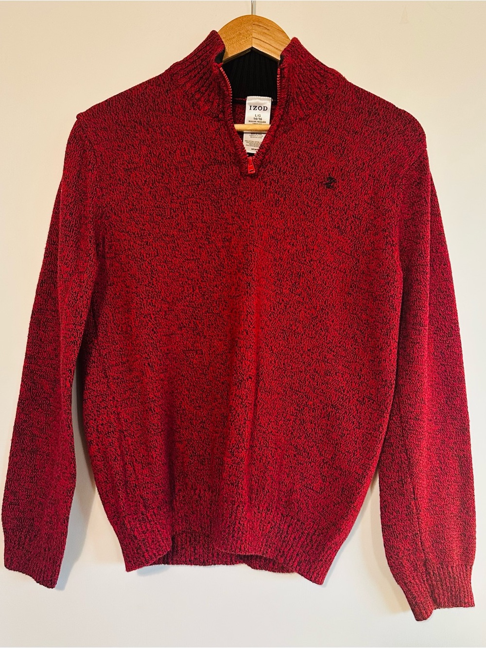 Izod Kids Red Zip-Neck Sweater - 14-16 Large